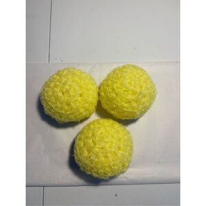3 Handmade crocheted dish scrubbies made with premium nylon netting (yellow)